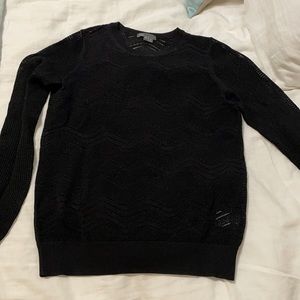 Vince Black sheer sweater w/pattern Med